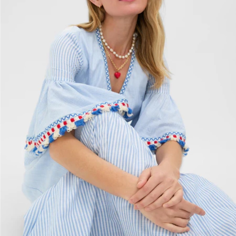 Tuckernuck Light Blue Maxi Dress with Colorful Tassels - Picture 6 of 13